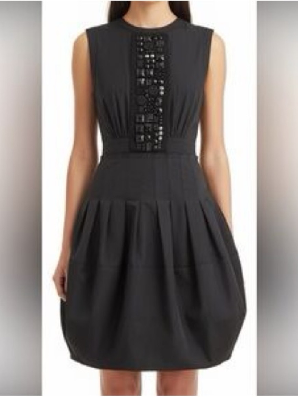 BCBGMaxazria Sleeveless Black Embellished Bubble Hem Dress, Size 06, NWOT